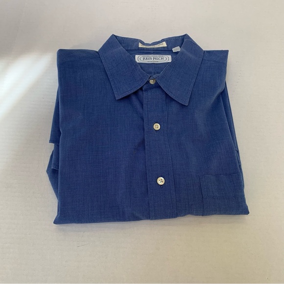 Classic Blue Dress Shirt for Men Jules Pilch Size 17-33 - Picture 10 of 10